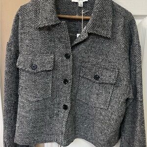 NWT C by One Black and White Tweed Look Jacket Sz. L